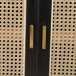 Cabinets & Sideboards-Kirkland's Home Cane Wood Storage Media Cabinet Black