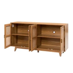 Cabinets & Sideboards-Kirkland's Home Cane Wood Storage Media Cabinet Tan