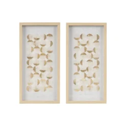 Wall Plaques-Kirkland's Home Capiz Shells Emblem Framed Wall Plaques, Set Of 2 White/Gold
