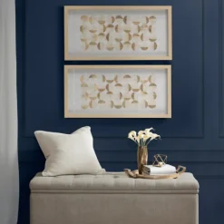 Wall Plaques-Kirkland's Home Capiz Shells Emblem Framed Wall Plaques, Set Of 2 White/Gold