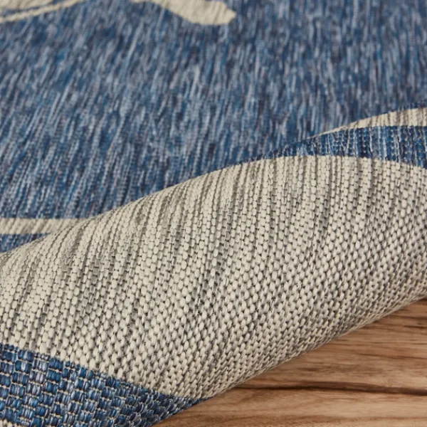 Outdoor Rugs-Kirkland's Home Captiva Nautical Helm Outdoor Area Rug, 5X7 Blue/Gray