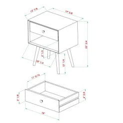 Nightstands-Kirkland's Home Caramel 1-Drawer Mid Century Nightstand Brown