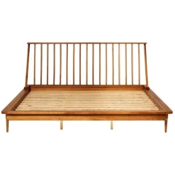 Beds & Headboards-Kirkland's Home Caramel Mid-Century Modern Platform King Bed Frame Brown