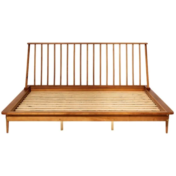 Beds & Headboards-Kirkland's Home Caramel Mid-Century Modern Platform King Bed Frame Brown