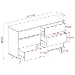 Dressers & Chests-Kirkland's Home Caramel Mid-Century Modern 6-Drawer Dresser Brown