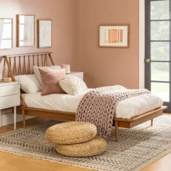 Beds & Headboards-Kirkland's Home Caramel Mid-Century Modern Twin Bed Frame Brown