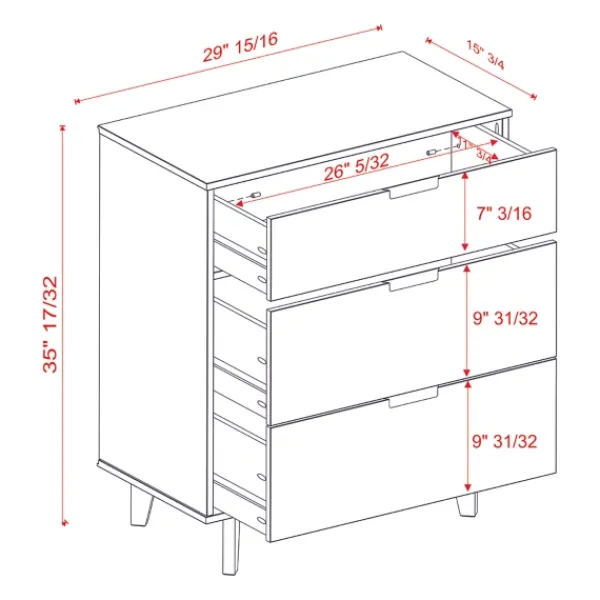 Dressers & Chests-Kirkland's Home Caramel Mid-Century Modern 3-Drawer Wood Chest Brown
