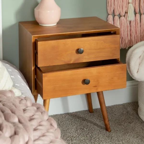 Nightstands-Kirkland's Home Caramel Mid-Century Nightstand Brown