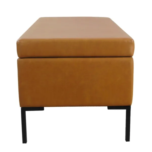Benches & Ottomans-Kirkland's Home Caramel Vegan Leather Storage Bench Brown