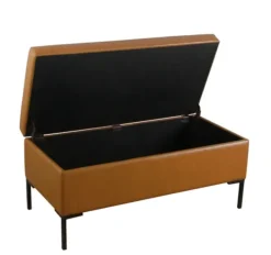 Benches & Ottomans-Kirkland's Home Caramel Vegan Leather Storage Bench Brown