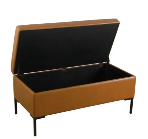 Benches & Ottomans-Kirkland's Home Caramel Vegan Leather Storage Bench Brown