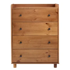 Dressers & Chests-Kirkland's Home Caramel Wooden 4-Drawer Dresser Brown