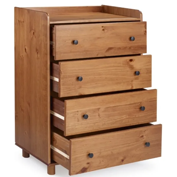 Dressers & Chests-Kirkland's Home Caramel Wooden 4-Drawer Dresser Brown