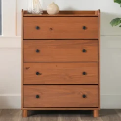 Dressers & Chests-Kirkland's Home Caramel Wooden 4-Drawer Dresser Brown