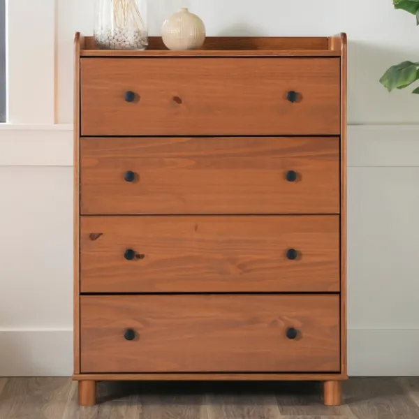 Dressers & Chests-Kirkland's Home Caramel Wooden 4-Drawer Dresser Brown