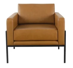 Accent Chairs-Kirkland's Home Carmel Vegan Leather Club Accent Chair Brown