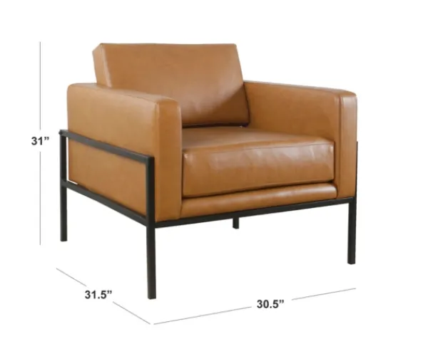 Accent Chairs-Kirkland's Home Carmel Vegan Leather Club Accent Chair Brown