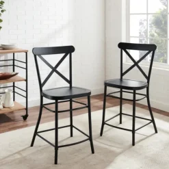 Bar Stools & Counter Height Stools-Kirkland's Home Caroline X-Back Counter Stools, Set Of 2 Black