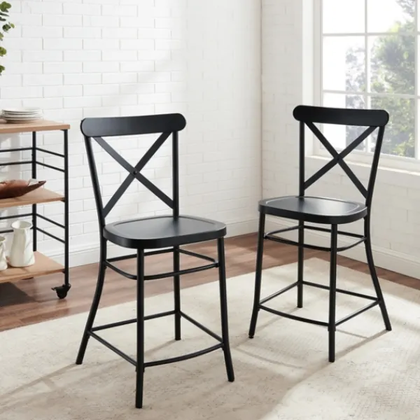 Bar Stools & Counter Height Stools-Kirkland's Home Caroline X-Back Counter Stools, Set Of 2 Black
