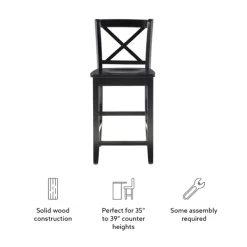 Bar Stools & Counter Height Stools-Kirkland's Home Carter X-Back Counter Stool Black
