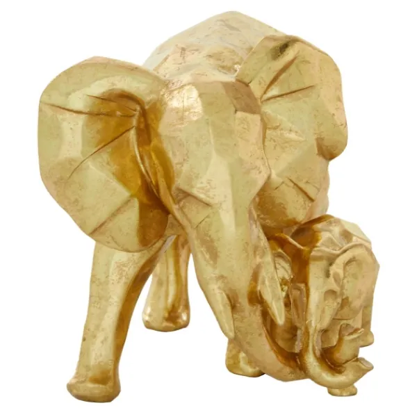 Statues & Figurines-Kirkland's Home Carved Elephant Family Statue Gold