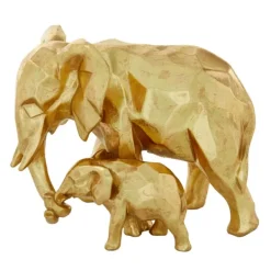Statues & Figurines-Kirkland's Home Carved Elephant Family Statue Gold