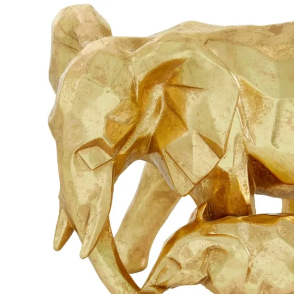 Statues & Figurines-Kirkland's Home Carved Elephant Family Statue Gold