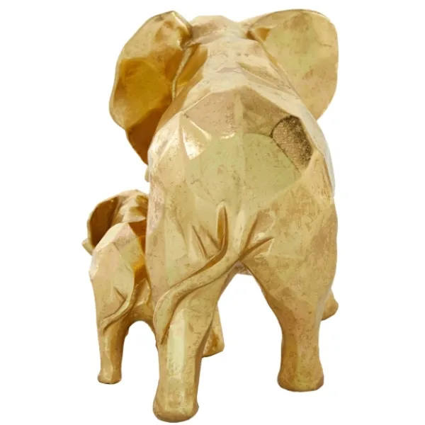 Statues & Figurines-Kirkland's Home Carved Elephant Family Statue Gold