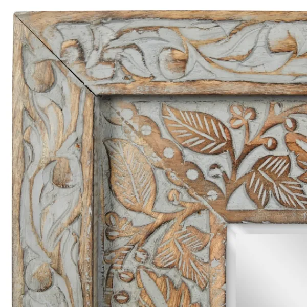 Decorative Mirrors-Kirkland's Home Carved Floral Mango Wood Mirror