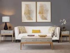 Coffee Tables-Kirkland's Home Carved Graphite And Gold 2-Drawer Coffee Table Gray