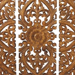Wall Plaques-Kirkland's Home Carved Mahogany 3-Pc. Triptych Wall Panels Gold