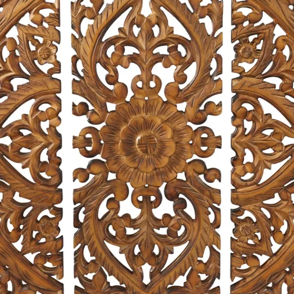 Wall Plaques-Kirkland's Home Carved Mahogany 3-Pc. Triptych Wall Panels Gold