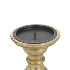 Candle Holders-Kirkland's Home Carved Mango Wood Candle Holders, Set Of 3 Gold