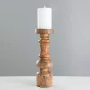 Candle Holders-Kirkland's Home Carved Natural Mango Wood Candle Holder, 12 In. Brown