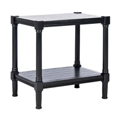 Accent & End Tables-Kirkland's Home Carved Pinewood Farmhouse Accent Table Black