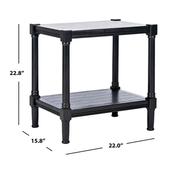 Accent & End Tables-Kirkland's Home Carved Pinewood Farmhouse Accent Table Black