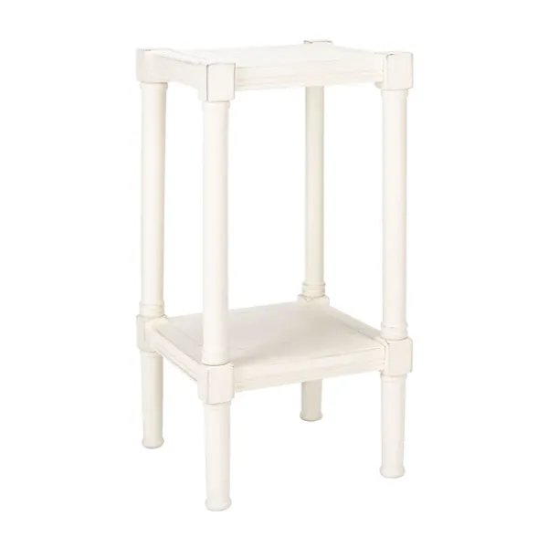 Accent & End Tables-Kirkland's Home Carved Pinewood Farmhouse Accent Table White