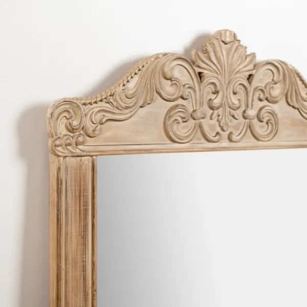 Full Length & Floor Mirrors-Kirkland's Home Carved Scroll Pine Wood Leaner Mirror