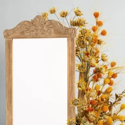 Full Length & Floor Mirrors-Kirkland's Home Carved Scroll Pine Wood Leaner Mirror