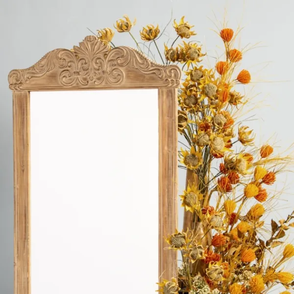 Full Length & Floor Mirrors-Kirkland's Home Carved Scroll Pine Wood Leaner Mirror