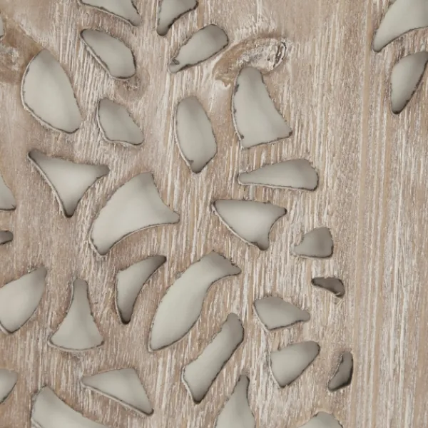 Wall Plaques-Kirkland's Home Carved Wood Laurel Branches Panel Wall Plaque Tan