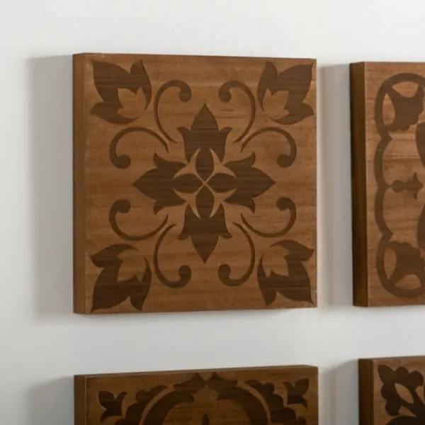 Wall Plaques-Kirkland's Home Carved Wood Patterned Wall Plaques, Set Of 4 Brown