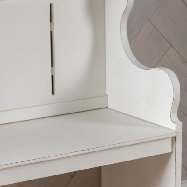 Entryway Furniture-Kirkland's Home Carved Wood Pew Bench White