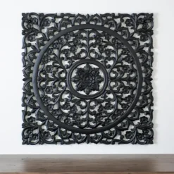 Wall Plaques-Kirkland's Home Carved Wooden Wall Plaque Black