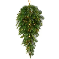 Wreaths-Kirkland's Home Cashmere Pine Clear Led Lit Teardrop Swag Green