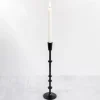 Candle Holders-Kirkland's Home Cast Iron Notched Taper Candlestick, 15 In. Black