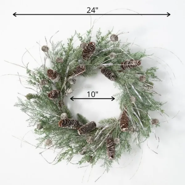 Wreaths-Kirkland's Home Cedar And Pinecone Branches Winter Wreath Green/Brown/Gray