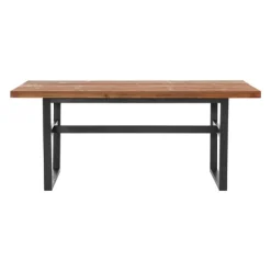 Dining Tables-Kirkland's Home Cedar Wood And Black Metal Dining Table Brown