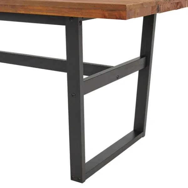 Dining Tables-Kirkland's Home Cedar Wood And Black Metal Dining Table Brown