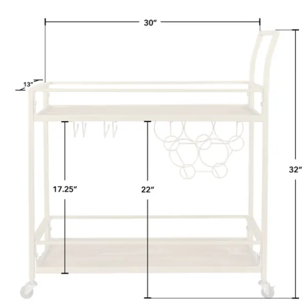 Kitchen Islands & Bar Carts-Kirkland's Home Celeste Gold Metal And Wood Bar Cart